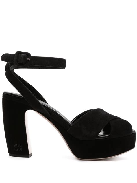 miu miu black suede sandals|Women's suede and leather sandals .